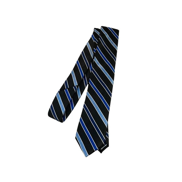 CHAPS Men's Navy & Blue Striped Silk Tie - Picture 1 of 2